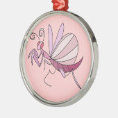 Roze Orchid Mantis Metalen Ornament (Links)