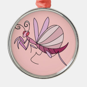 Roze Orchid Mantis Metalen Ornament