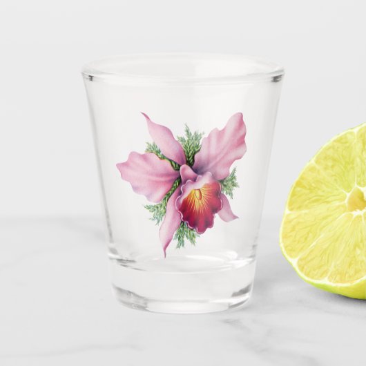 Roze Orchid Shot Glas (Voorkant)