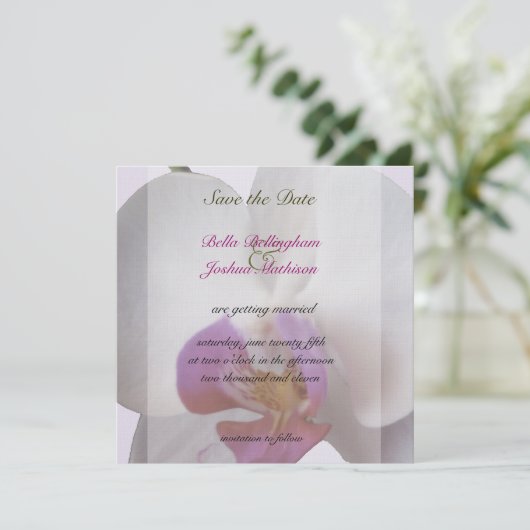 Roze Orchid sparen de Uitnodiging van de Datum (Staand voorkant)