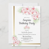 Roze Orchid Surprise Birthday Party Kaart (Voorkant)