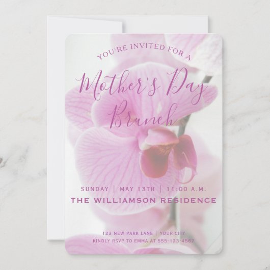Roze Orchid | Uitnodiging voor Moederdag Brunch (Voorkant)