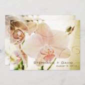 Roze Orchid Wedding Invitation Kaart (Voorkant / Achterkant)