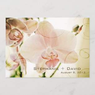 Roze Orchid Wedding Invitation Kaart