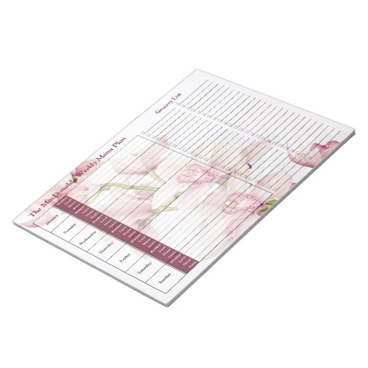 Roze orchid Weekly Personalized Meal Planner Notitieblok (Schuin)
