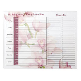 Roze orchid Weekly Personalized Meal Planner Notitieblok