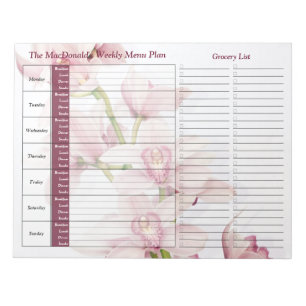 Roze orchid Weekly Personalized Meal Planner Notitieblok