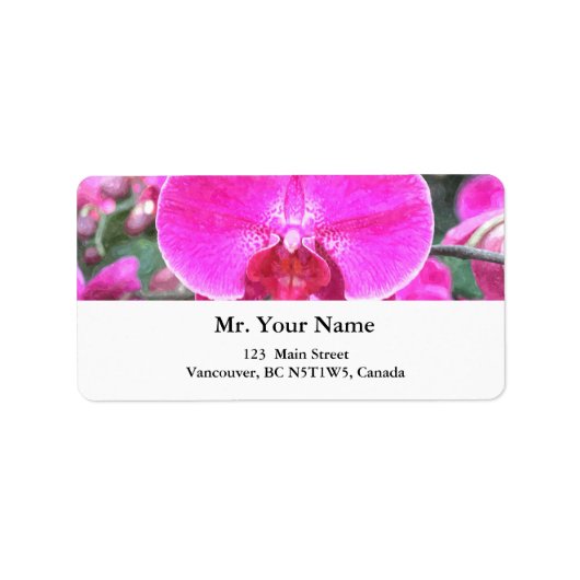 Roze orchidebloem, bloemfotografie etiket (Voorkant)