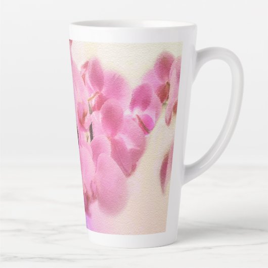 Roze orchidebloem latte mok (Rechts)