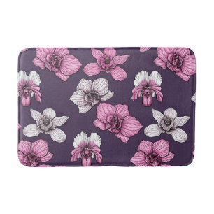 Roze orchidebloemen badmat