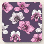 Roze orchidebloemen bier onderzetter (Voorkant)