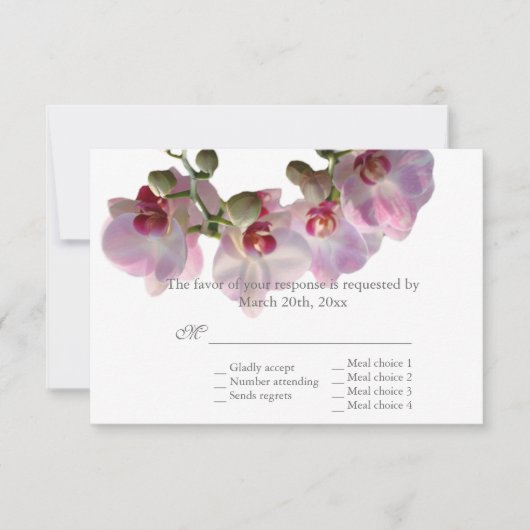 roze orchidebloemen bruiloft RSVP Kaartje (Voorkant)