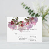roze orchidebloemen bruiloft RSVP Kaartje (Staand voorkant)