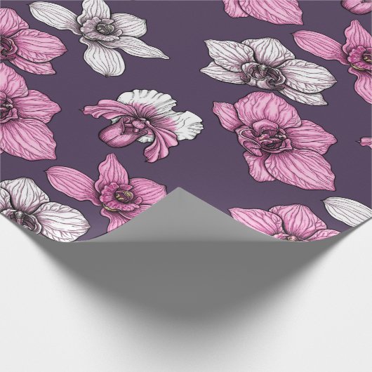 Roze orchidebloemen cadeaupapier (Hoek)