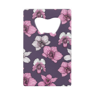 Roze orchidebloemen creditkaart flessenopener