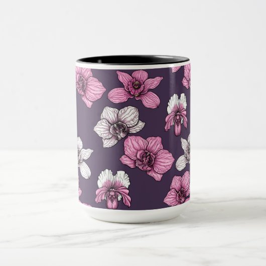 Roze orchidebloemen mok (Midden)