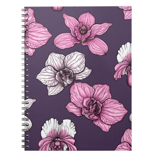 Roze orchidebloemen notitieboek (Voorkant)