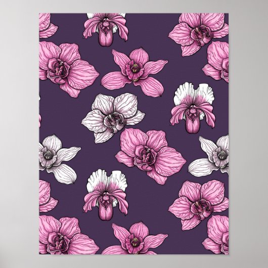 Roze orchidebloemen poster (Voorkant)