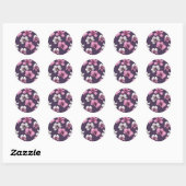 Roze orchidebloemen ronde sticker (Vel)