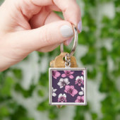 Roze orchidebloemen sleutelhanger (Hand)