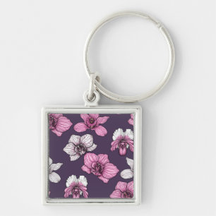 Roze orchidebloemen sleutelhanger