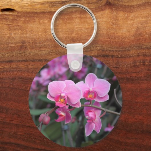 roze orchidebloemen sleutelhanger (Voorkant)