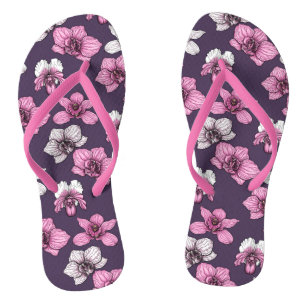 Roze orchidebloemen teenslippers