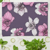 Roze orchidebloemen theedoek (Gevouwen)