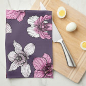 Roze orchidebloemen theedoek (Quarter Fold)