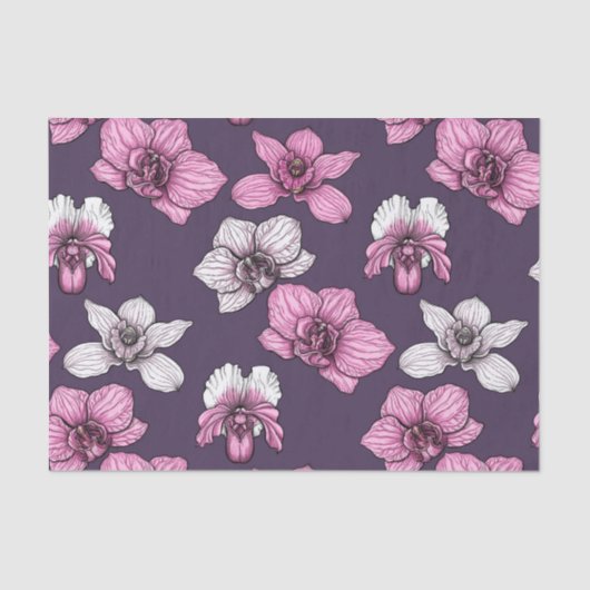 Roze orchidebloemen tissuepapier (Voorkant)
