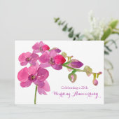 Roze Orchidee 25ste bruiloft Jubileum Party Kaart (Staand voorkant)