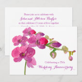 Roze Orchidee 25ste bruiloft Jubileum Party Kaart (Voorkant / Achterkant)