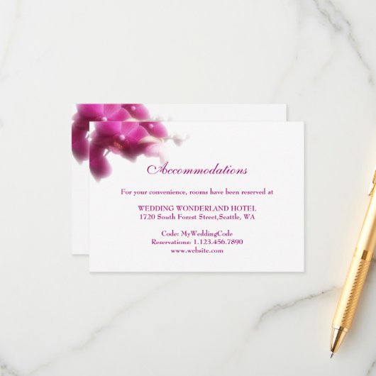 Roze Orchidee Accommodaties Behuizing Kaart (Voorkant / Achterkant in situ)