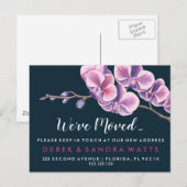 roze orchidee Adreswijziging we zijn verhuisd Aankondigingskaart (Voorkant / Achterkant)