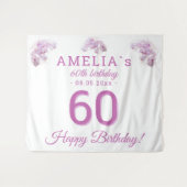 Roze Orchidee Aquarel 60e Verjaardag Achtergrond Wandkleed (Voorkant (horizontaal))