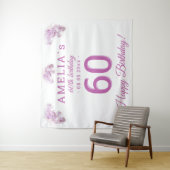 Roze Orchidee Aquarel 60e Verjaardag Achtergrond Wandkleed (In situ)