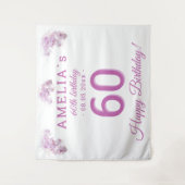 Roze Orchidee Aquarel 60e Verjaardag Achtergrond Wandkleed (Voorkant)