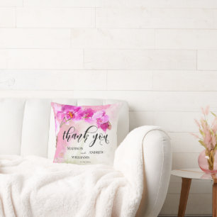 Roze Orchidee Aquarel Spat Water Dank Je Kussen
