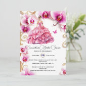 Roze orchidee balgons bloemen bruid te zijn kaart (Staand voorkant)