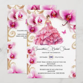 Roze orchidee balgons bloemen bruid te zijn kaart (Voorkant / Achterkant)