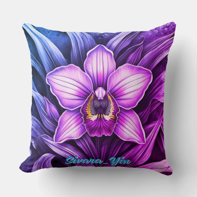 Roze Orchidee Bloei Kussen (Voorkant)
