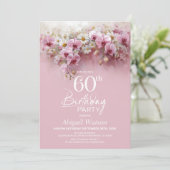 Roze Orchidee Bloem 60e Verjaardagsfeestje Kaart (Staand voorkant)