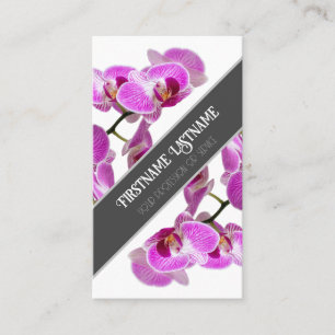Roze orchidee bloem bloesems elegante grijze diago visitekaartje