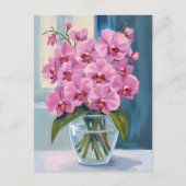 Roze Orchidee Bloem Boeket Waterverf Briefkaart (Voorkant)