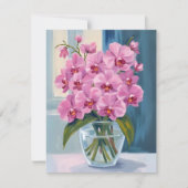 Roze Orchidee Bloem Boeket Waterverf Kaart (Voorkant)