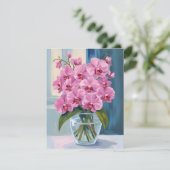 Roze Orchidee Bloem Boeket Waterverf Kaart (Staand voorkant)