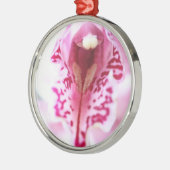 Roze orchidee bloem close-up metalen ornament (Links)