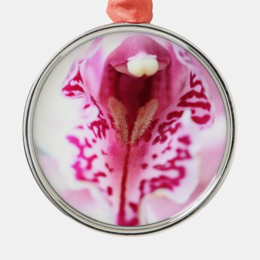 Roze orchidee bloem close-up metalen ornament (Voorkant)
