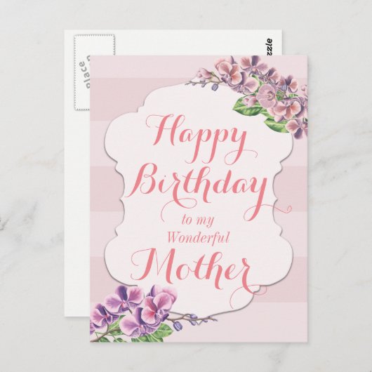 Roze Orchidee Bloem Lijst Moederdag Briefkaart (Voorkant / Achterkant)