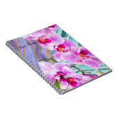 Roze Orchidee Bloem Paarse Marmer Gepersonaliseerd Notitieboek (Rechterzijde)